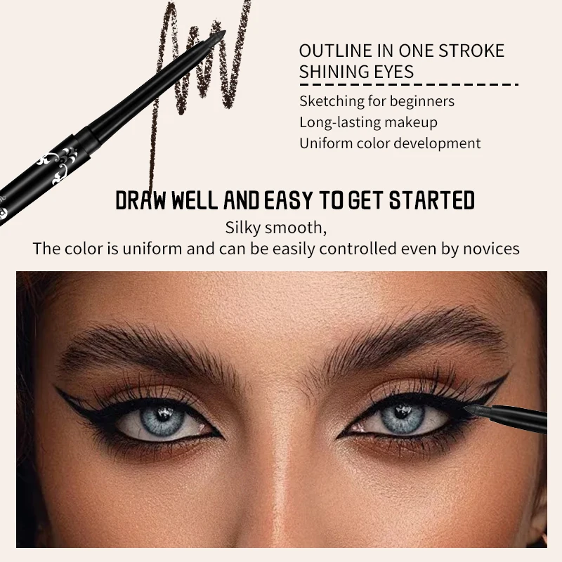 Strong Black Long-lasting Waterproof Eyeliner - Smooth, quick-drying, easy-to-color glue Eyeliner