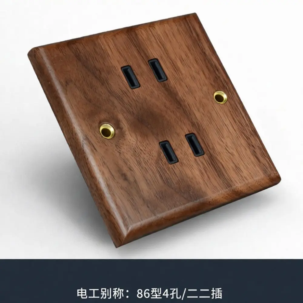 Classic Walnut Wood Toggle Switch Vintage Brass Lever Decorative Wall Plate Elegant Home Improvement Electrical Hardware