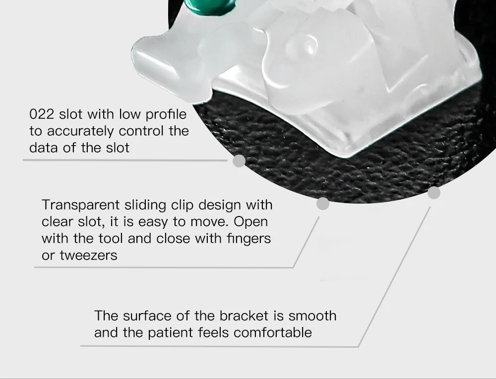 AZDENT Dental-Brackets, kieferorthopädische Zahnspangen, selbstligierend, aus Keramik, transparent, Roth/MBT 0,022, Haken 3-4-5 mit Öffnungswerkzeug, 20 Stück – Detail 4