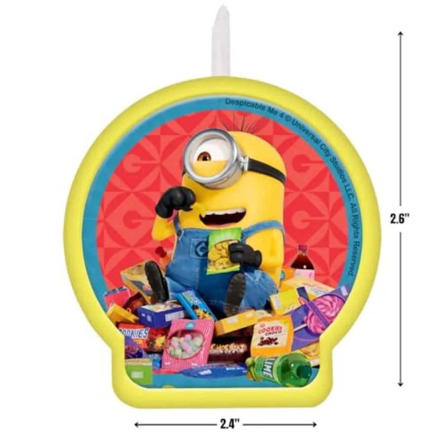 Despicable Me Multicolor Birthday Candle 2.6 x 2.4 Pack of 1 Perfect for Minions Party Decorations