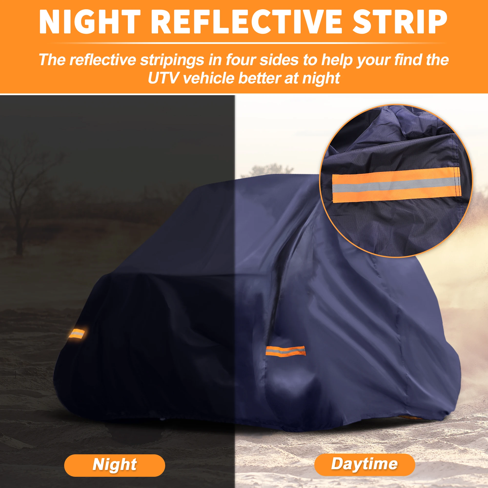 غطاء UXCELL مقاوم للماء UTV يغطي جنبًا إلى جنب لهوندا بايونير 1000-5 أزرق داكن