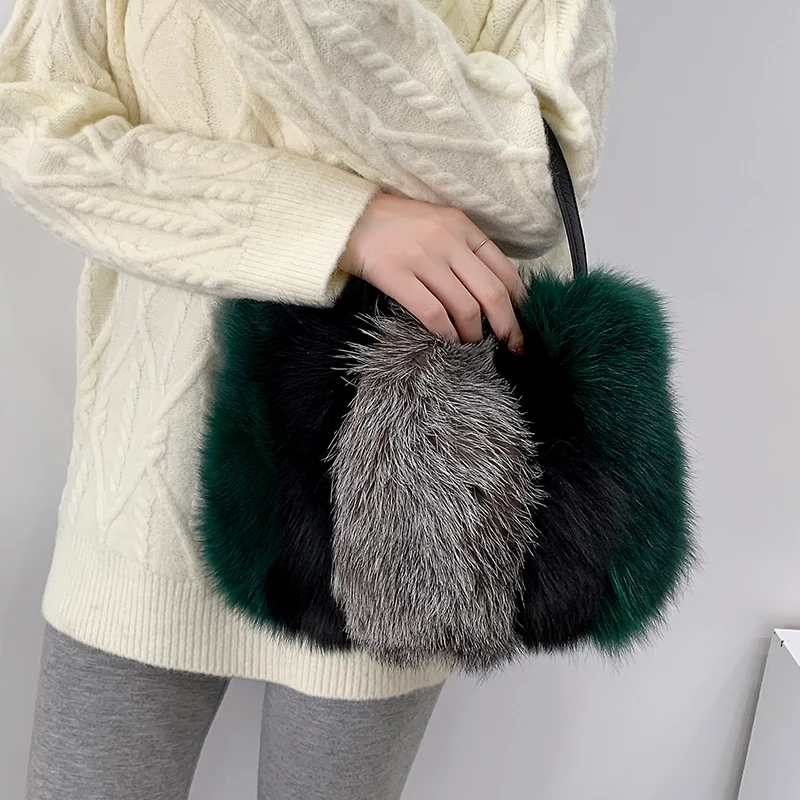 Luxury Brand Real Fur Plush Women's Bag Autumn And Winter New Style High-end Personalized Single Shoulder Crossbody Bags Trendy