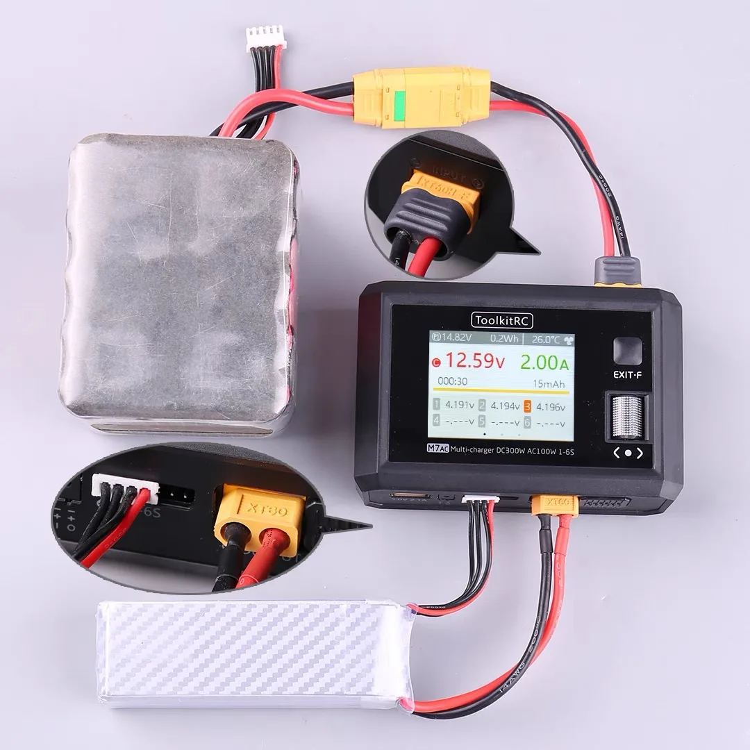 

ToolkitRC M7AC Lithium ion Battery Balanced Charger, suitable for remote control FPV drone lithium-ion battery drone accessories
