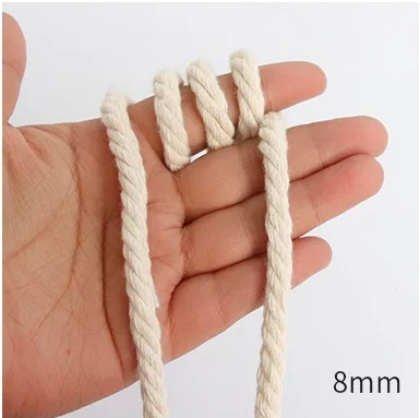 1KG White Three Twisted Cotton Rope 5mm/6mm/7mm/8mm/9mm/10mm/12mm/15mm/18mm/20mm Handmade Craft Decoration Handbag