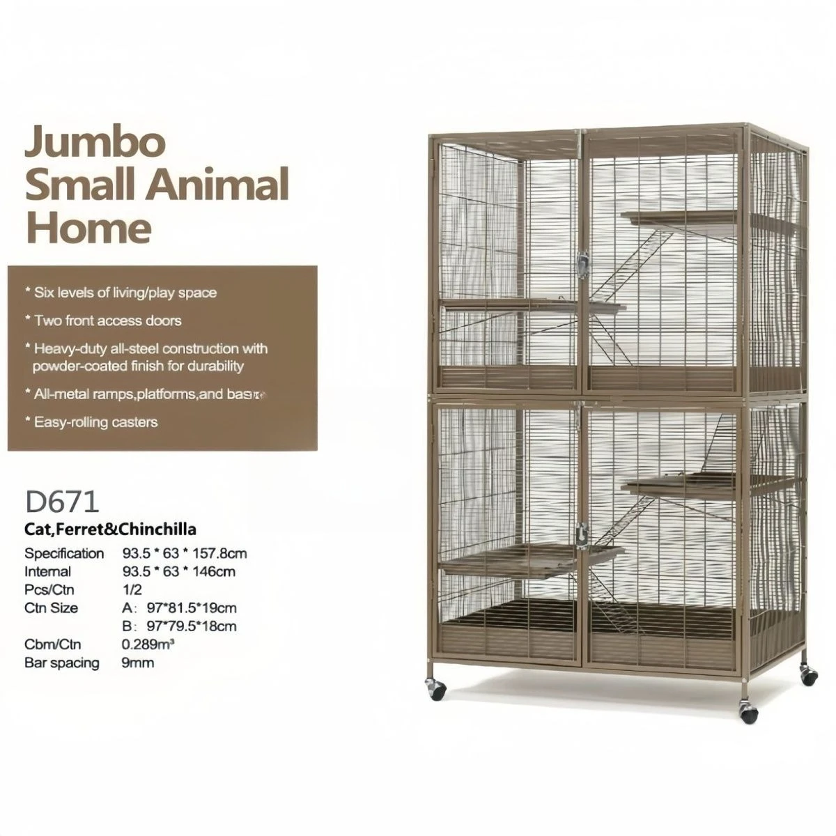 Pet cage luxury multi-storey oversized Chinese and Western villas easy to clean strong small spacing anti-prison mink