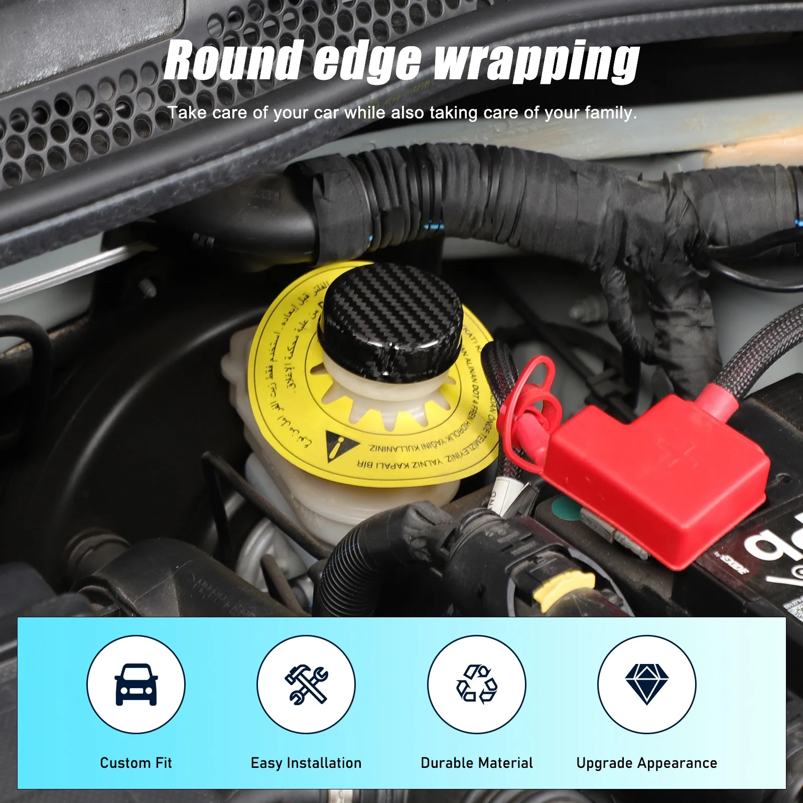 

Dry Carbon Fiber Car Engine Oil Coolant Cover For Fiat 500 / Abarth 595 695 2016-2026 Brake Oil Protection Caps Accessories