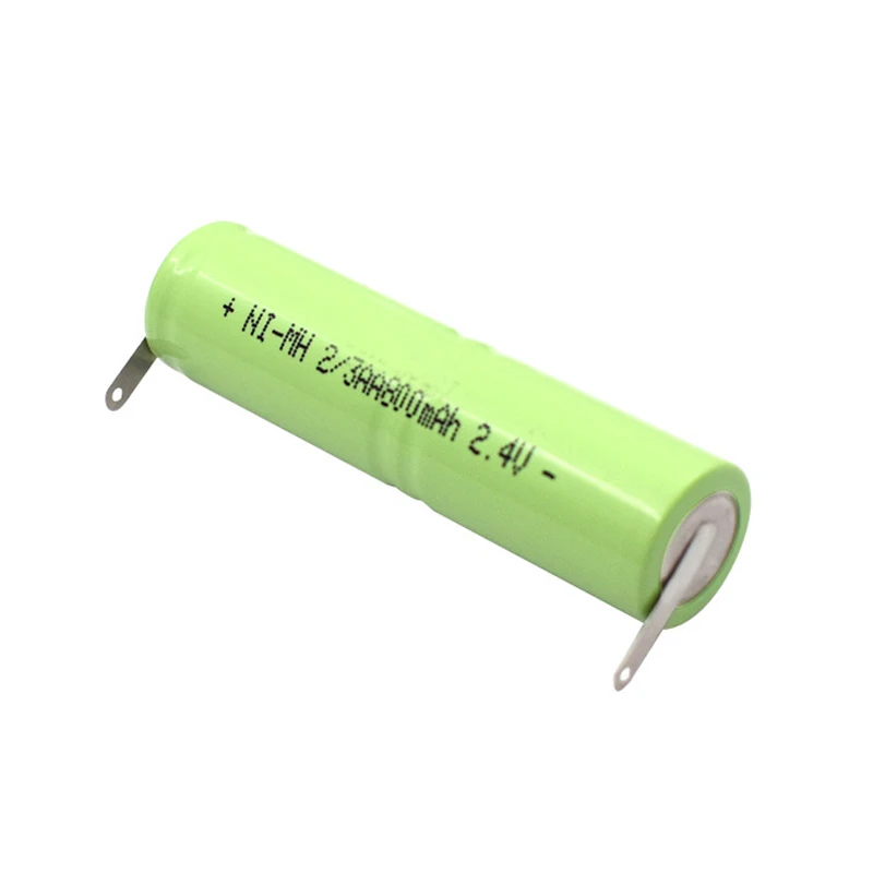 Paquete de batería NI-MH de 2,4 V, 2/3AA, 800mAh, NIMH con pestañas de soldadura para Afeitadora eléctrica Philips HS308 HS9216