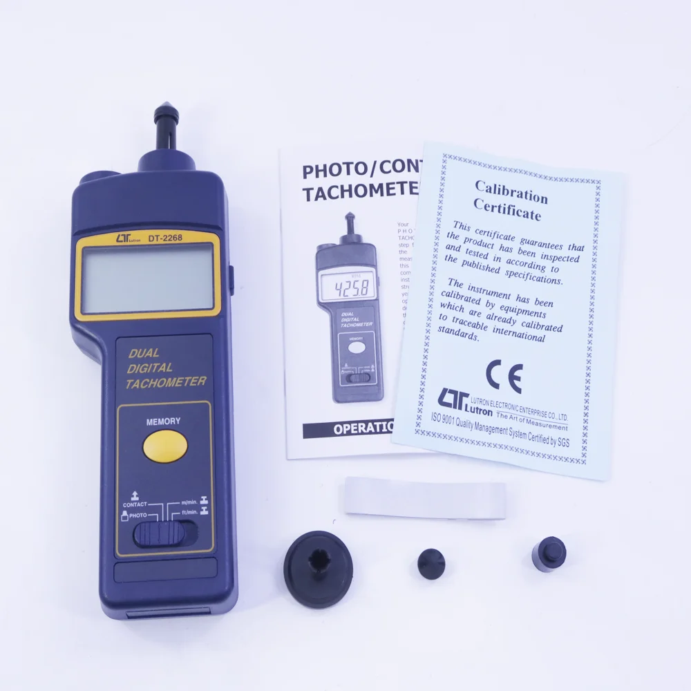 

Цифровой двухскоростной тахометр DT-2268, контактный тахометр, измеритель скорости (об/мин), тестер частоты вращения 5-99,999 об/мин