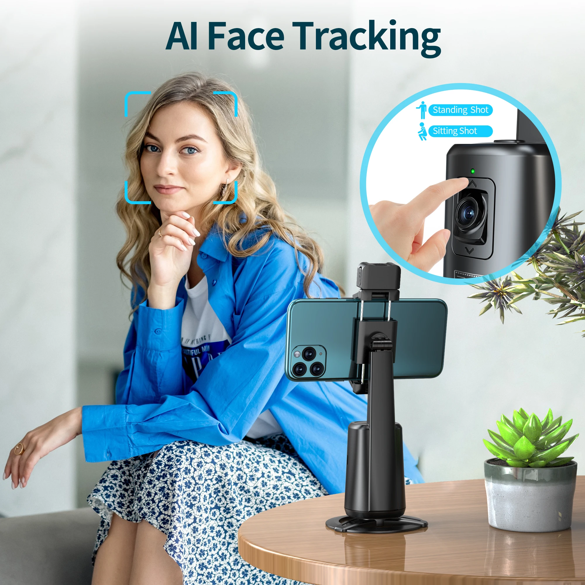 Pixel Auto Tracking Selfie Stick 360 ° Follow-up Tracking Fill Light Gimbal stabilizzatore supporto per telefono per la fotografia Tiktok