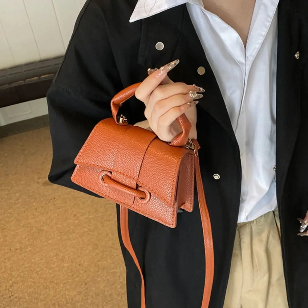 Pu Leather Chic Crossbody Bag Solid Color Crossbody Bag Mini Coin Purse Korean Style Handbag Women's Shoulder Bag Makeup Bag