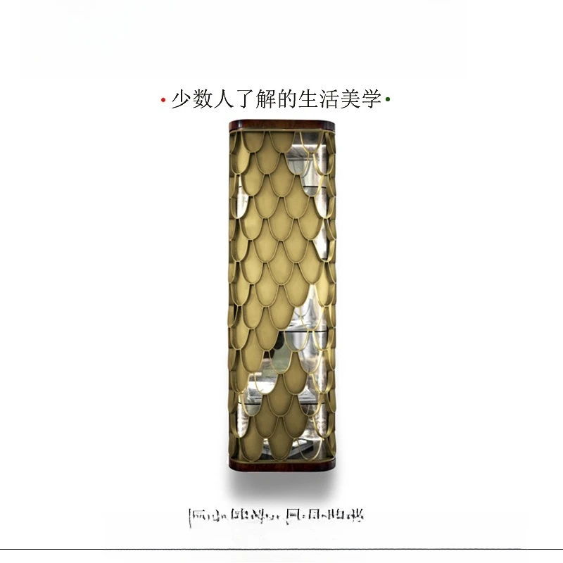 Stainless steel fish scale wall-mounted bathroom cabinet Senior hotel designer storage locker