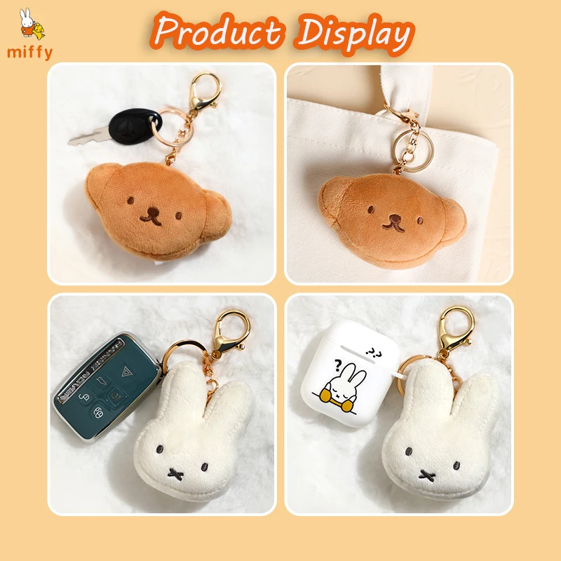 Uroczy breloczek pluszowy Miffy, kreskówkowy, kreatywny wisiorek do plecaka, wysokiej jakości puszysta zabawka pluszowa, anime, pluszowa lalka dla dziewczynki, idealny prezent.