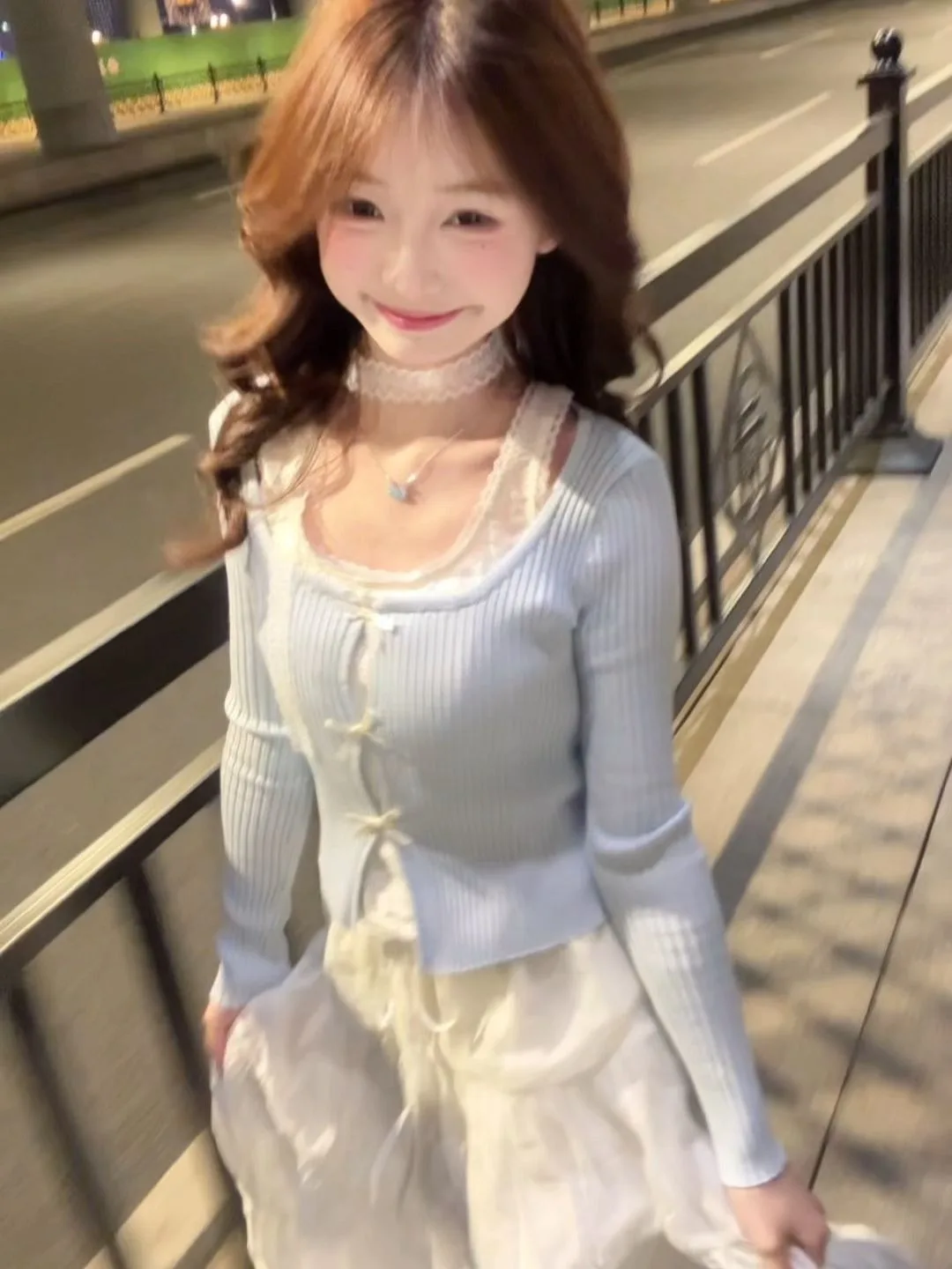 

Корейский вязаный топ с длинным рукавом Pure Desire для женщин, облегающий, с кружевной отделкой, осенне-зимний, в стиле Gentle Wind, с узлом