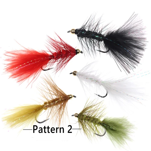 Imagen 2 del producto Vitwins cabeza de cuentas de cobre Bugger de lana ninfa pesca con mosca Streamer patrones de moscas señuelo de pesca cebo con caja de atado de moscas impermeable