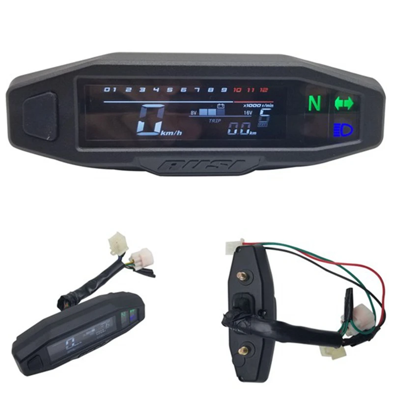 Motorcycle Full LCD Digital Meter RPM Speedometer Odometer Electric Injection And Carburetor Meter W/Bracket Universal