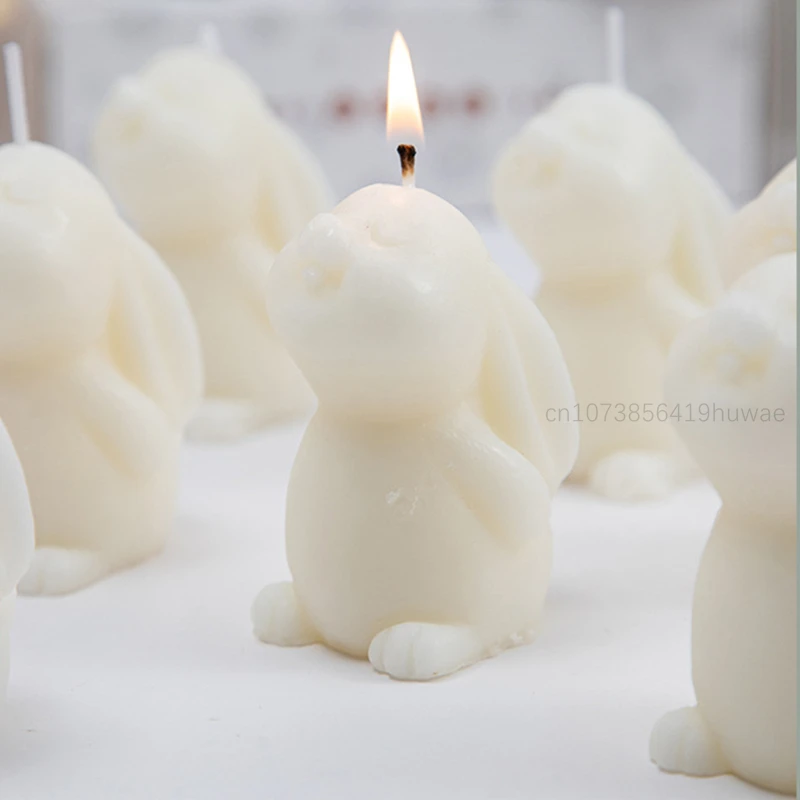 Squeezing Rabbit Silicone Candle Mold 3D Animal Crafts Resin Gypsum Soap Mold DIY Chocolate Ice Block Baking Tool Home Gift