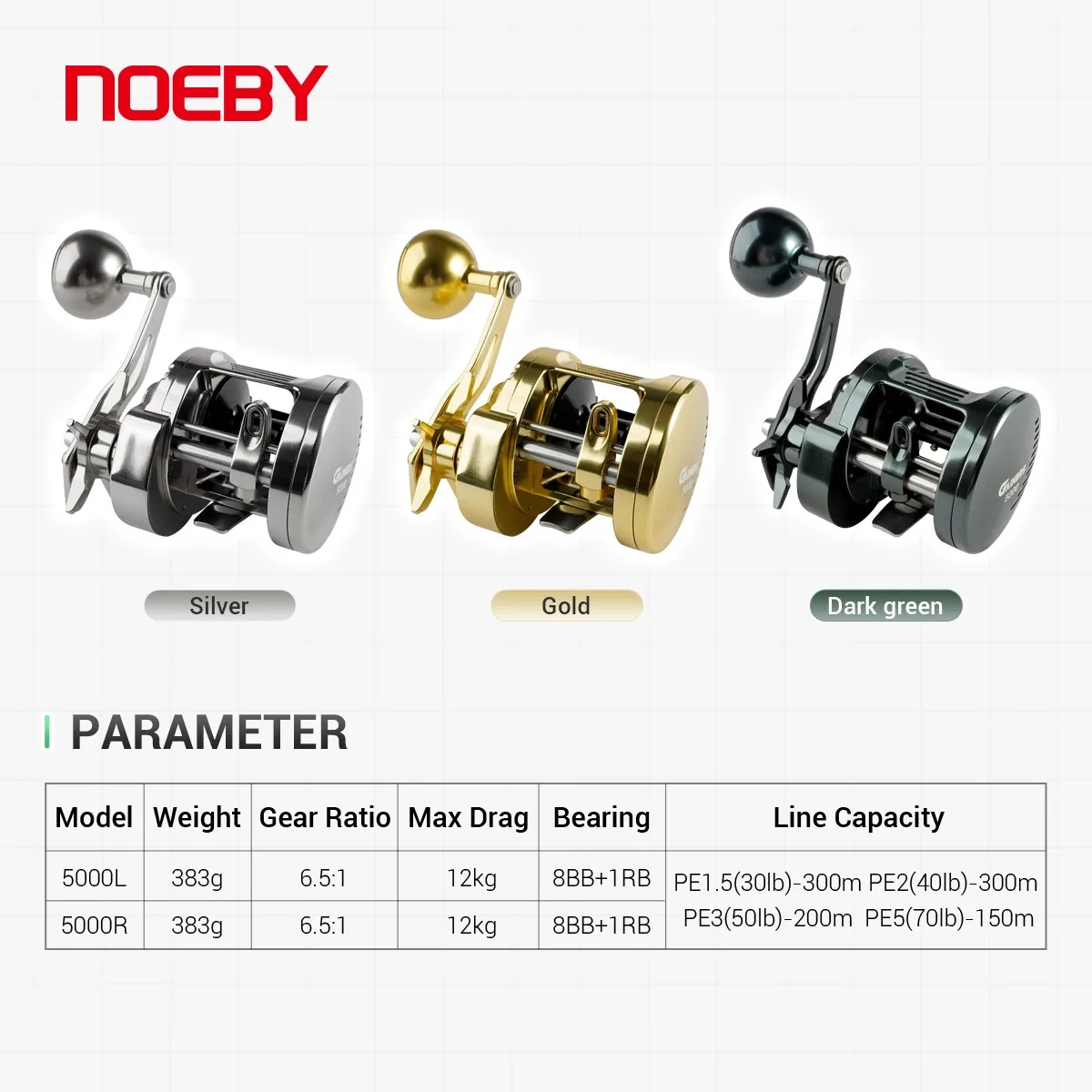 Noeby-Metal Jigging Fishing Reel, Saltwater Fishing Reels, Star Drag, Baitcasting Reels, Slow Light Jig, Drag 12kg, Fishing Reel