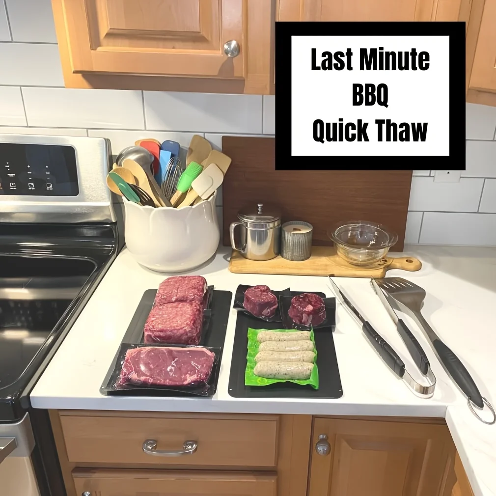 Quick thawing tray/plate suitable for frozen meat - thick thawing pad works naturally without the need for a microwave or power