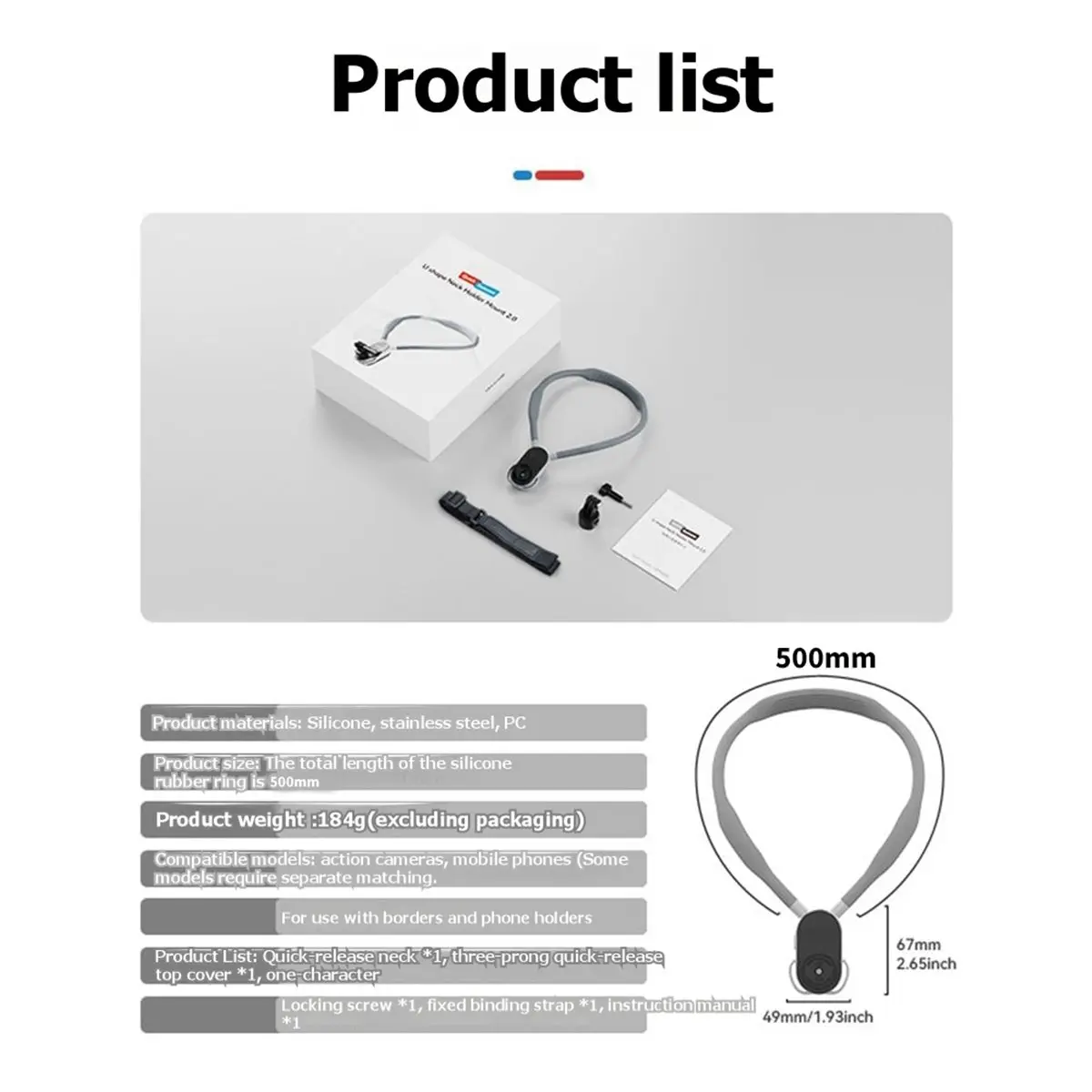 AA80 Quick Release Silicone Neck Mount Hold Strap for Action and Other Action Cameras