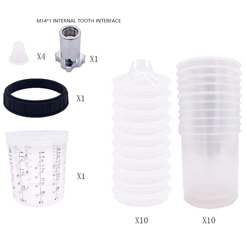 

SUTU 3M Disposable Paint Cup 10Pcs 600CC Disposable Paint Cup+Interface Mixing Cups Pot with Inner Cup with Lids