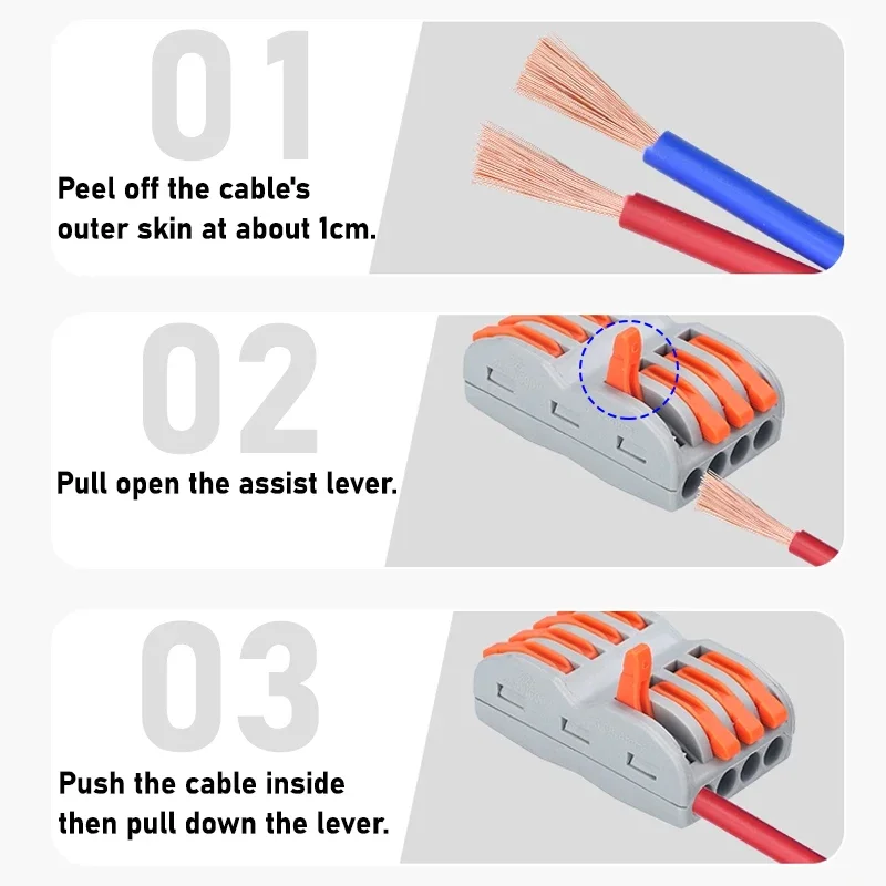 Quick Wiring Terminal ﻿Wiring Range 0.08-4.0mm² Lamp Wire Connector Cable Junction PCT-1/2/3/4/5 Multiple Out Splitter Terminals