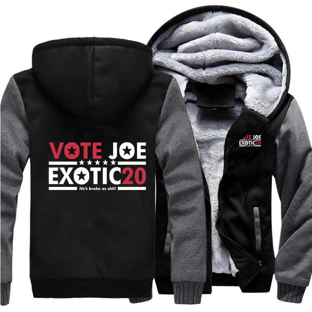 Hoodies 2022 Newest Vote Joe Exotic Tiger King Autumn Winter Men Tracksuit Thick Coats Men's Sweatshirts Fleece Hooded Jackets