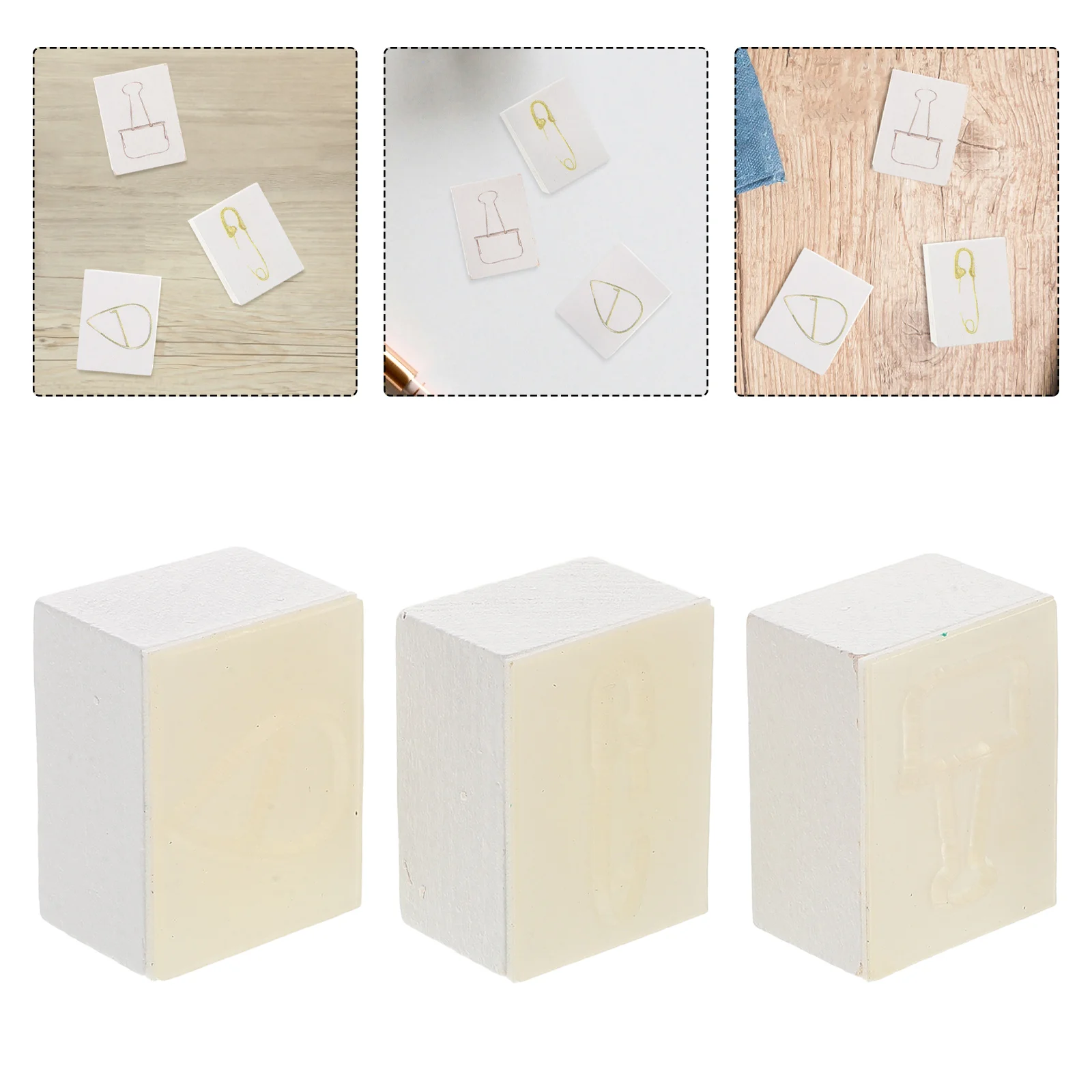 3pcs Handmade Stamp Craft Clothes Pin Journal Small Vintage Book Stamps Mini Scrapbooking Rubber Decorative Artistic