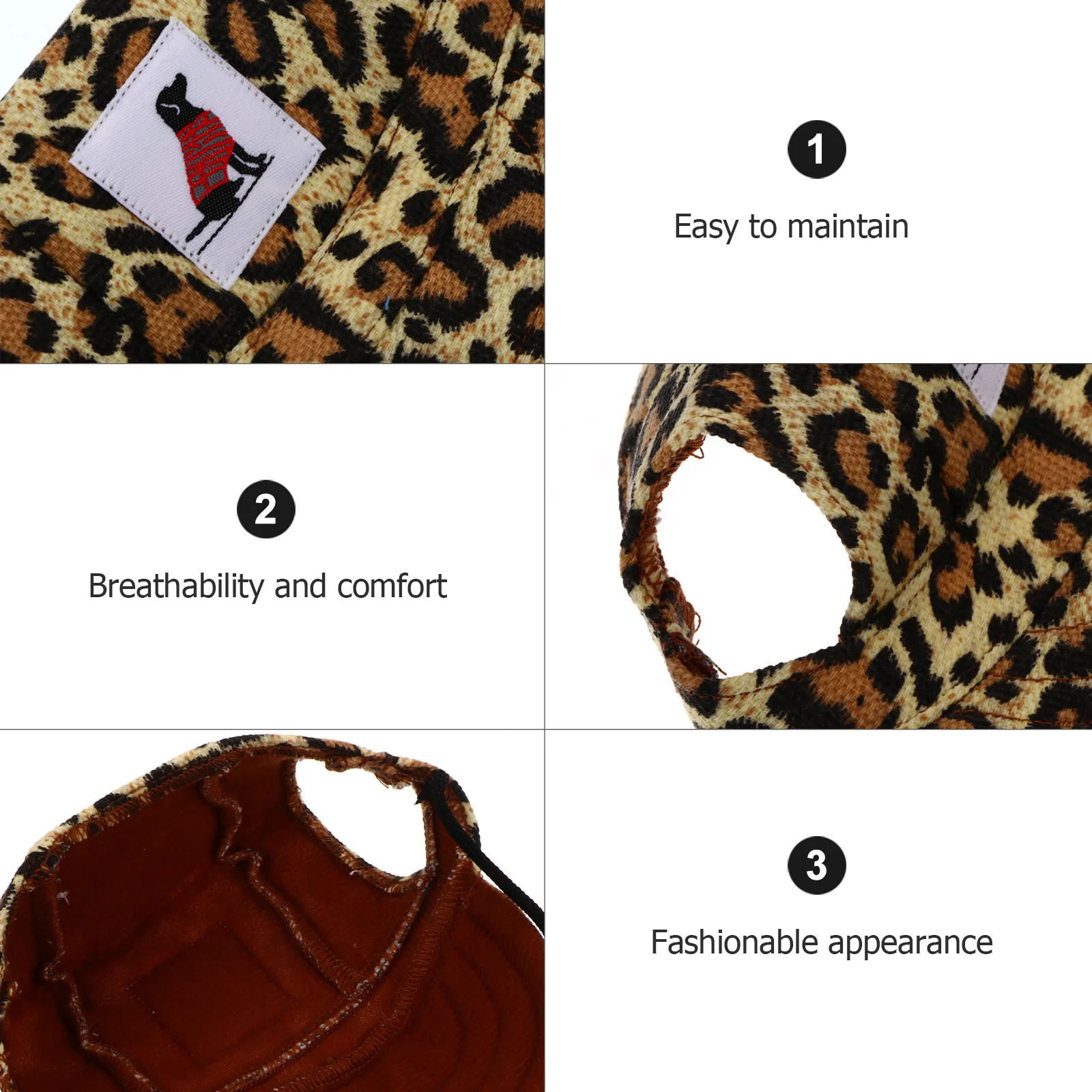 

Pet Dog Baseball Cap Leopard Pattern Casual Outdoor Sun Protection Sports Hat Adjustable Breathable Visor for Dogs