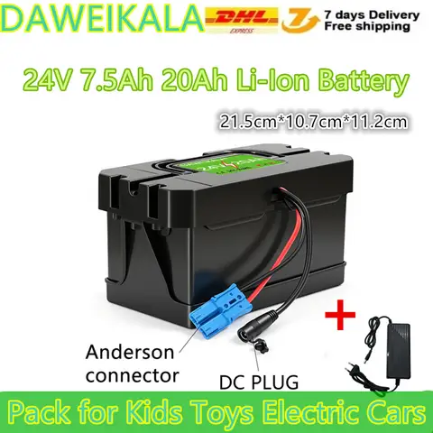 24V 7.5Ah 20Ah 리튬이온 배터리 팩 18650 어린이 전동차 장난감용 빠른 배송