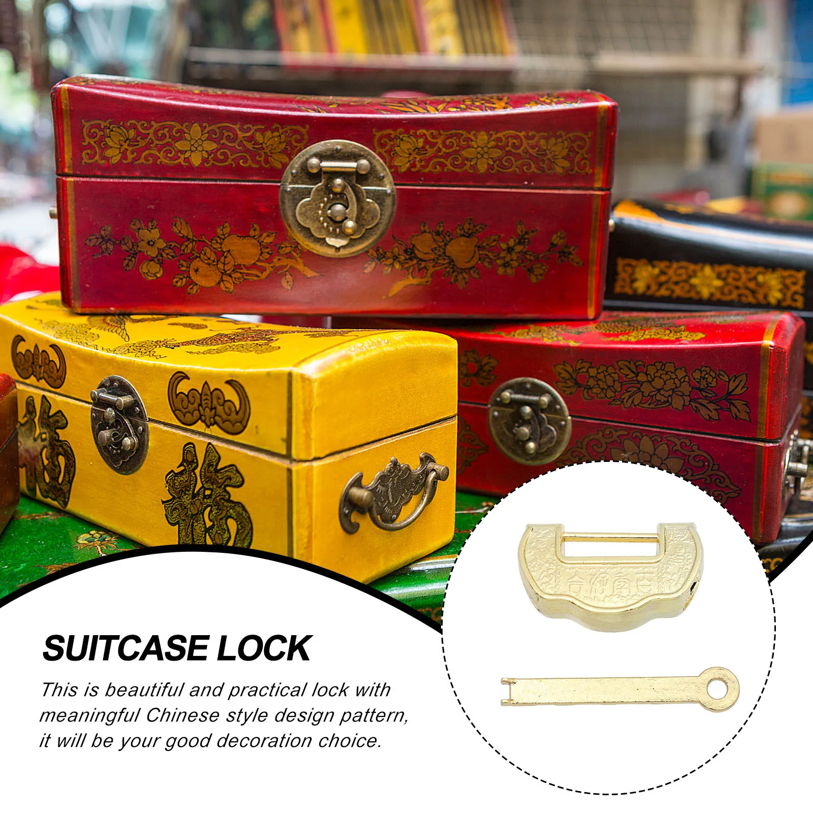 

2Pcs Retro Copper Lock Vintage Zinc Alloy Decor Latch for Jewelry Box Gift Case Suitcase Small Lock Style Closure