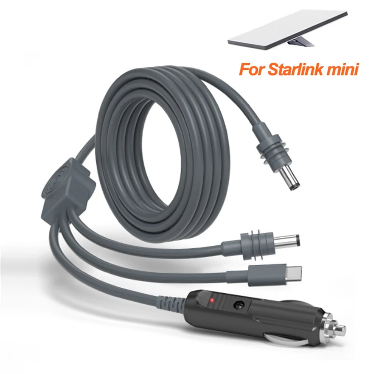 

# Многофункциональный кабель питания 136Q 3-в-1 для Starlink Mini для Space-X, D (серый-черный)