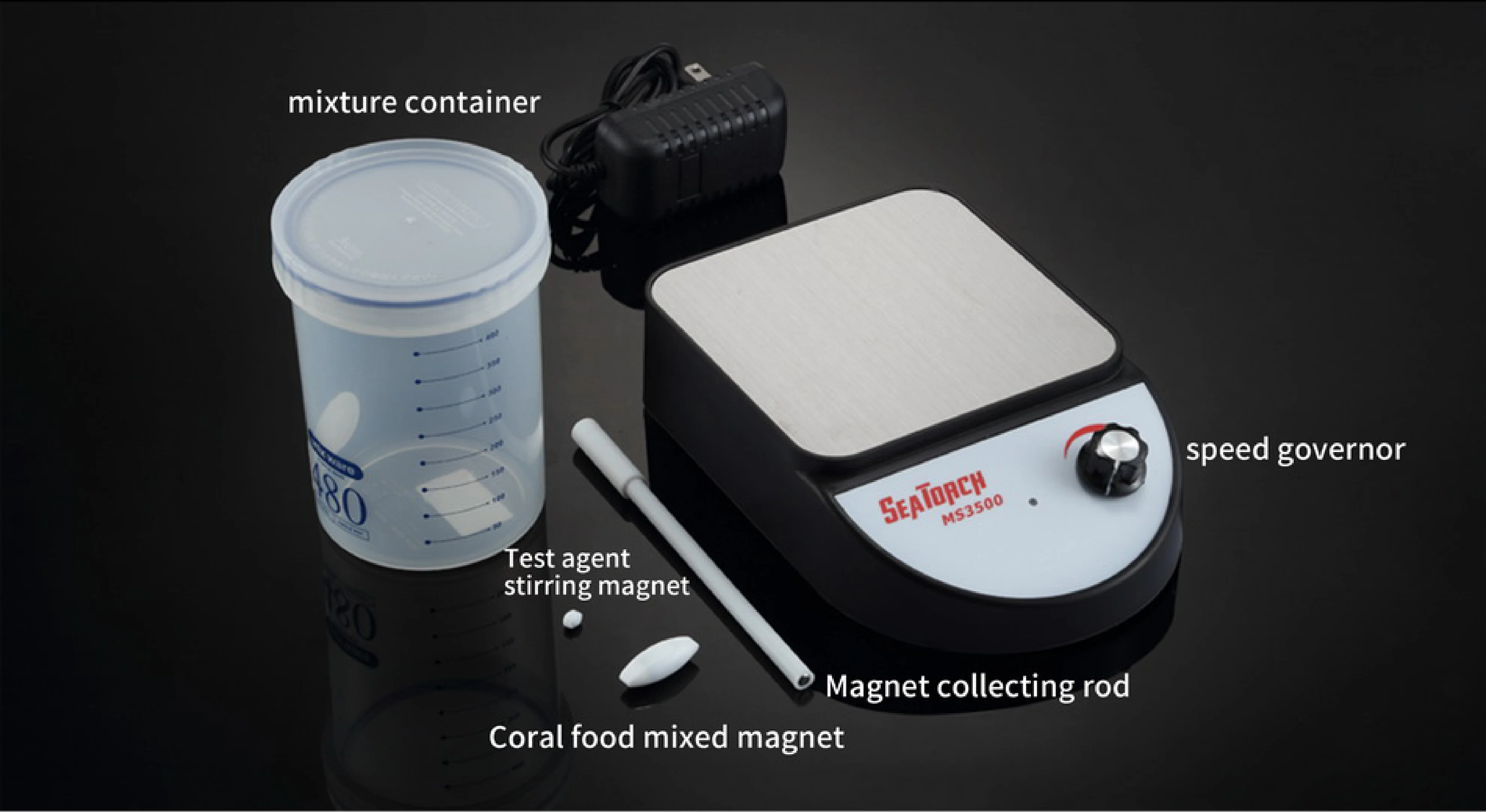 Seatorch Aquarium Magnetic Stirrer Mixer With Stir Bar Simplicity Testing Agent Coral Grain MS3500 Fish Tank Accessory