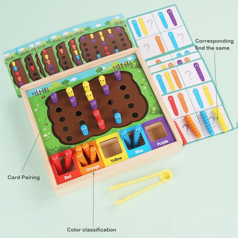 Children's Wooden Colour Sorting & Catching Insects Game, Fine Motor Skills Educational Toys, Children's Insect Toys