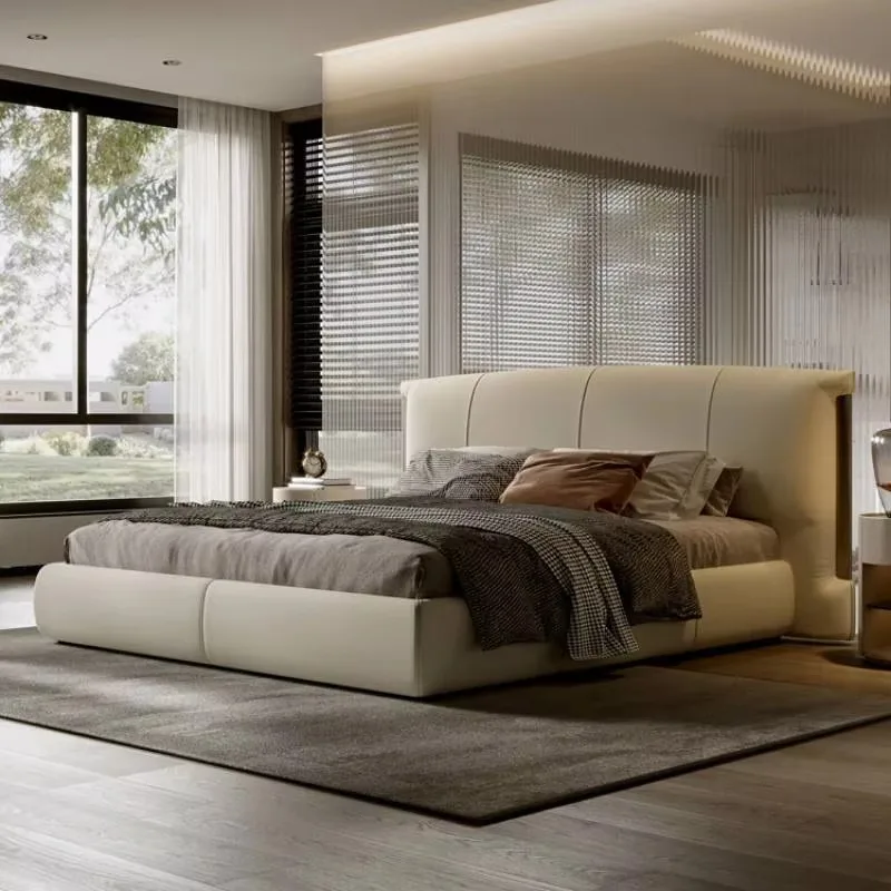 

Leather Elegant Double Bed Wooden Modern Bedroom Luxury Twin Bases Bed Queen King House Storage Camas De Dormitorio Furniture