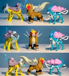 Suicune Raikou Entei Action Figure Pocket Monster Pvc Model Toys Doll Collector Gift
