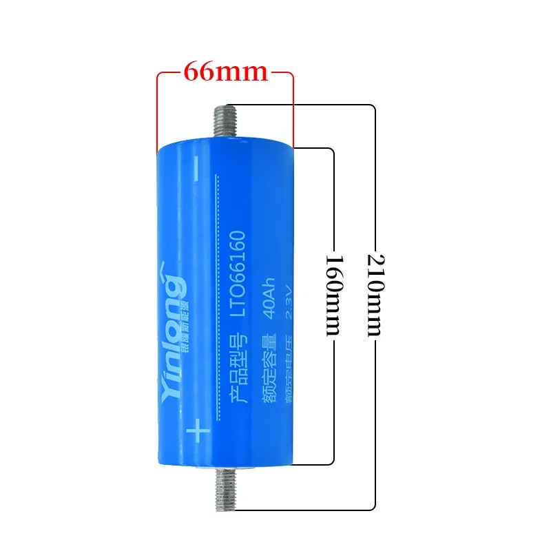 100% Original Real Capacity Yinlong 66160 2.3 V 40Ah Lithium Titanium Battery LTO Cell for Car Audio Solar Energy Syste