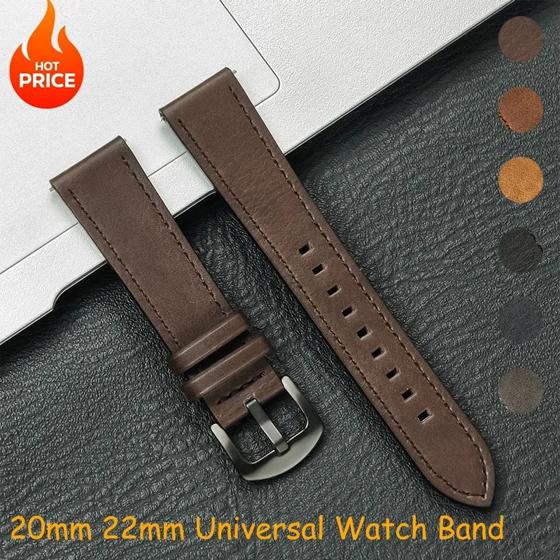 20mm 22mm Lederarmband für Samsung Galaxy Watch7 6 5 4 40/44mm 6/4 Classic Ersatzarmband für Huawei Watch 3 4Pro GT3 GT2