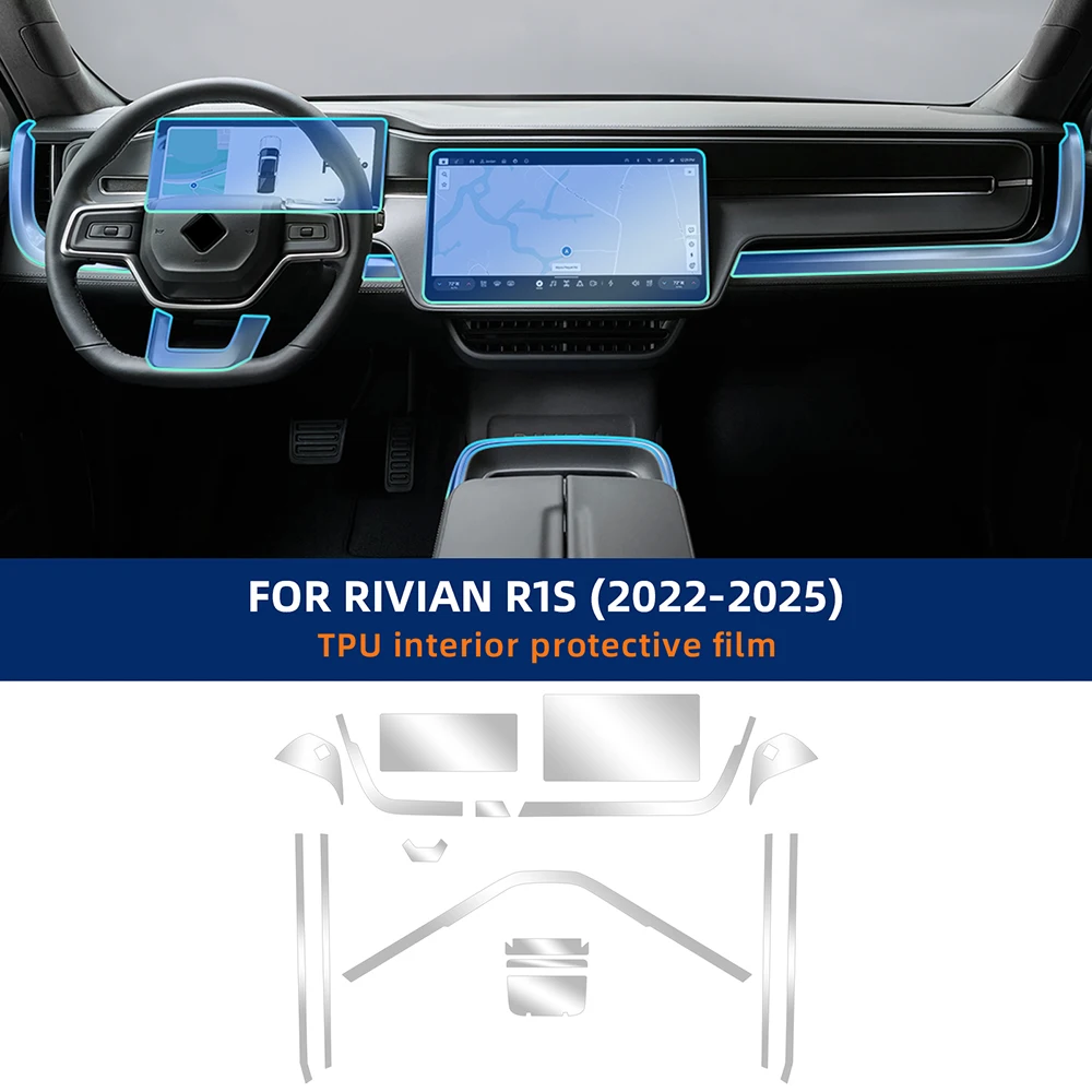 Film autocollant anti-rayures pour cran de voiture Rivian R1S 2022 2023 2024 2025, panneau de bote de vitesses, tableau de bord, Film de protection intrieur