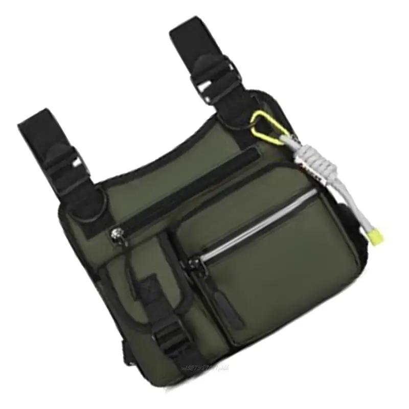 X5XA حقيبة صدر قابلة للتعديل من النايلون المقاوم للتمزق، متعددة الجيوب للتخزين، معدات الأنشطة الخارجية #4