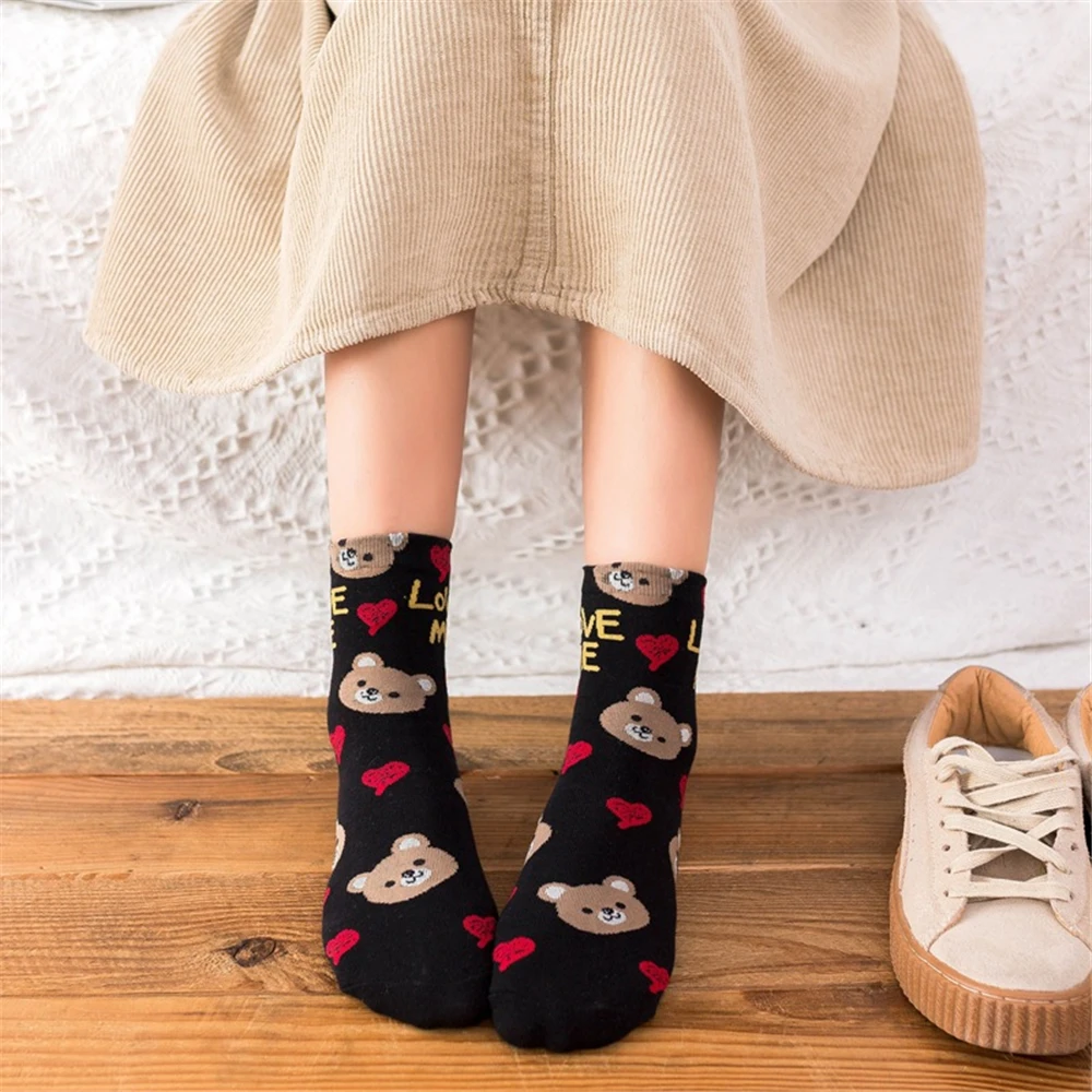 Calcetines lindos de animales Kawaii estilo coreano mujeres gato Panda dibujos animados Calcetines Meias Skarpetki Sokken