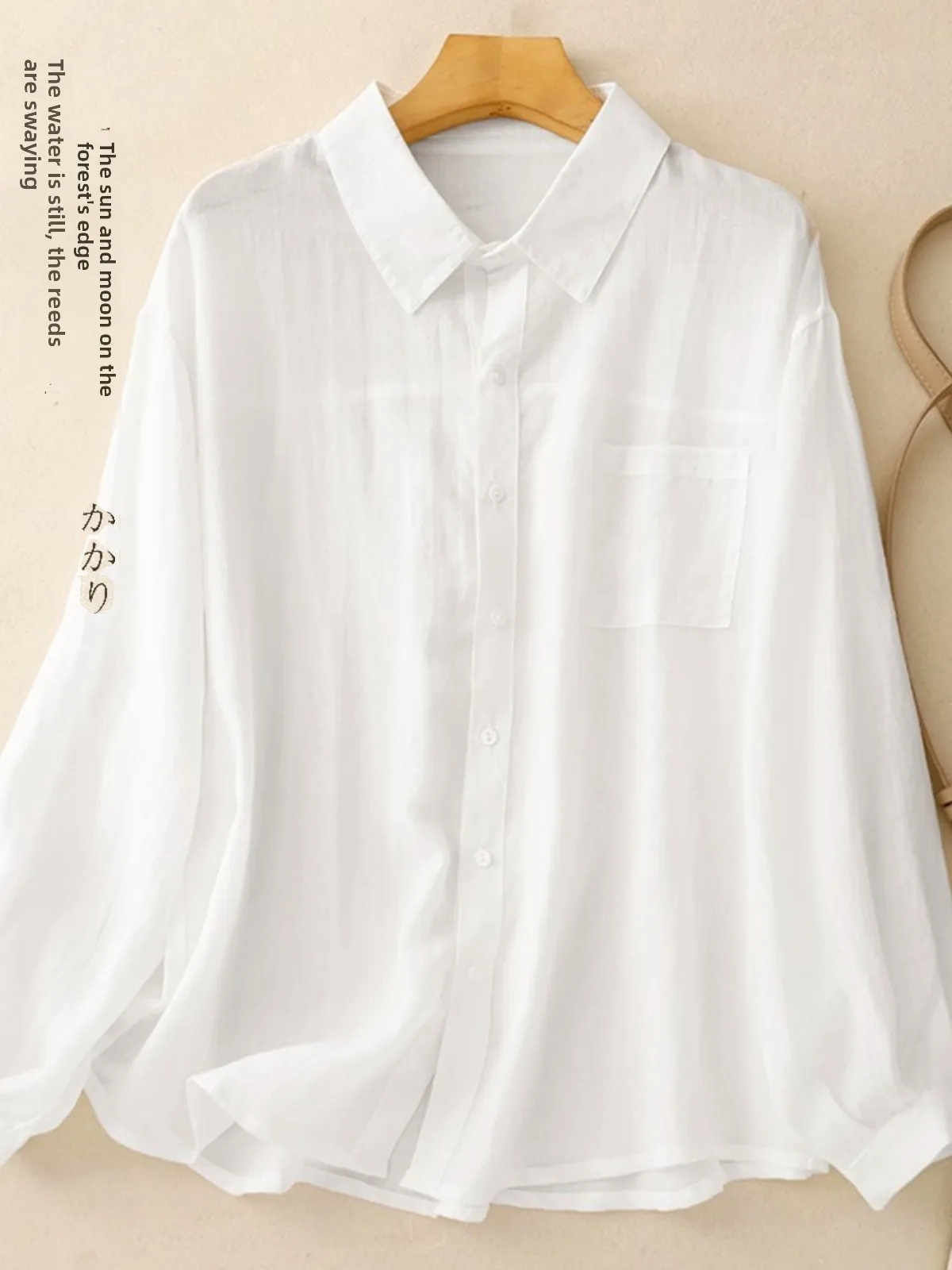 

Белый хлопок и лен Long Sve irt, женский осенний элитный простой свободный повседневный льняной топ с отложным воротником irt