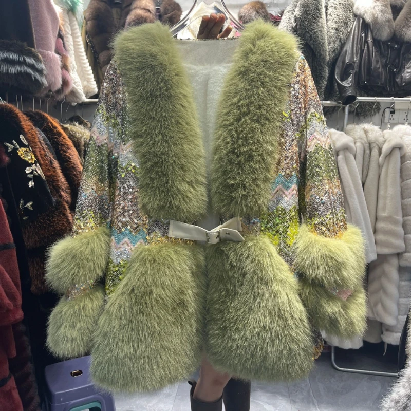 เสื้อโค้ทขนเฟอร์เทียมสำหรับผู้หญิง สไตล์วินเทจ Y2K ดีไซน์งานหนัก รุ่นใหม่ อบอุ่น เป็นมิตรกับสิ่งแวดล้อม แบบชิ้นเดียว