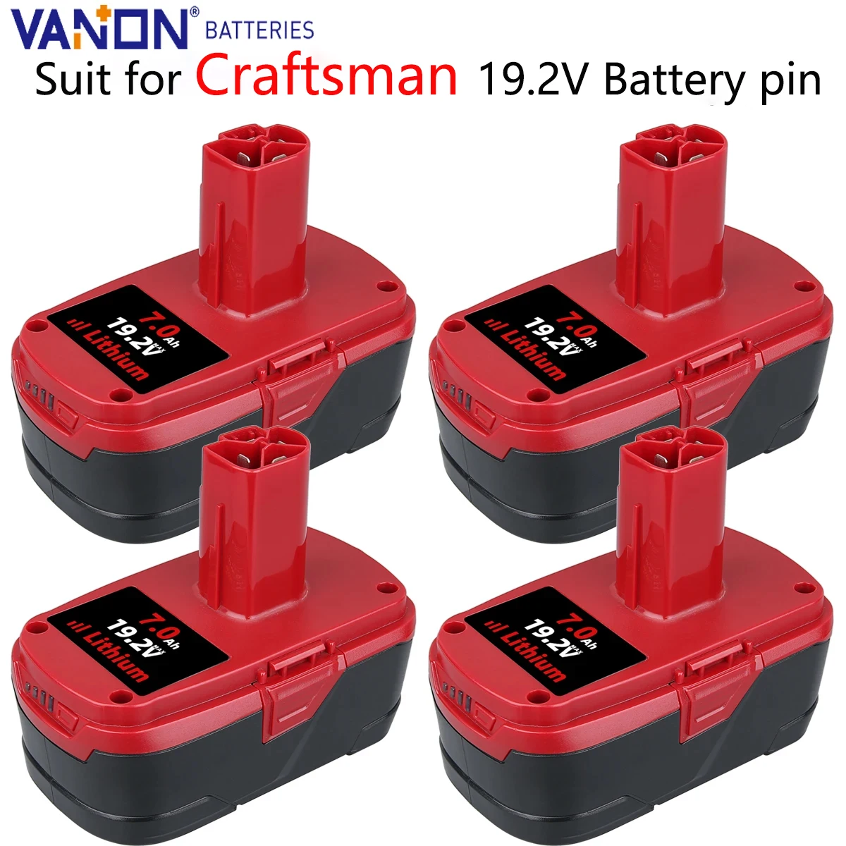 

4 упаковки литиевой батареи Vanon 7,0 Ач 19,2 В C3, замена для Craftsman 130279005 1323903 130211004 11375 11045 315.115410, штифт батареи