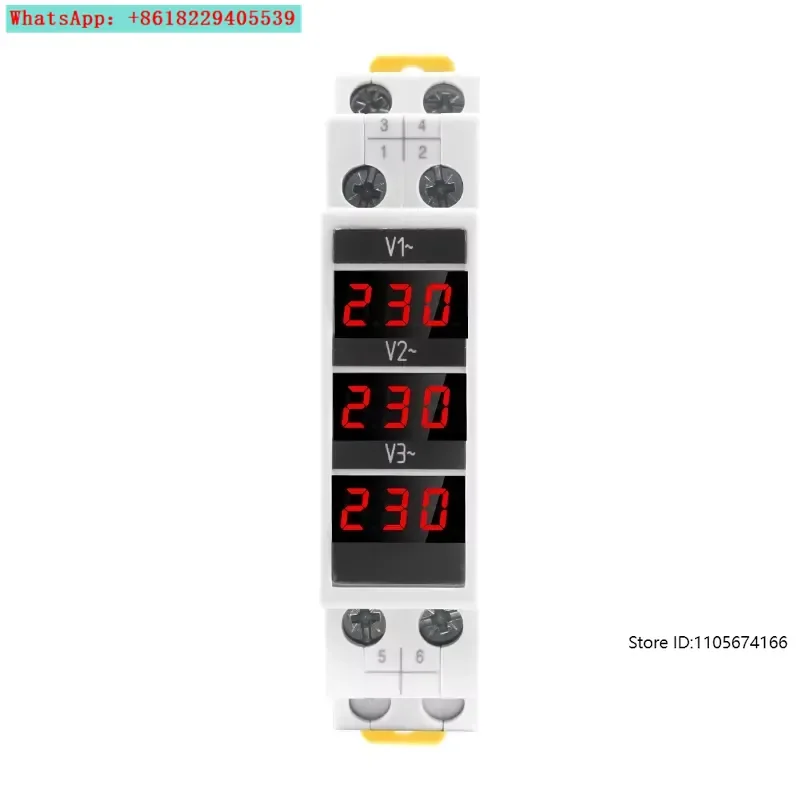 Modular rail AC three-phase digital voltmeter Electronic and electrical instrument AC80-500V