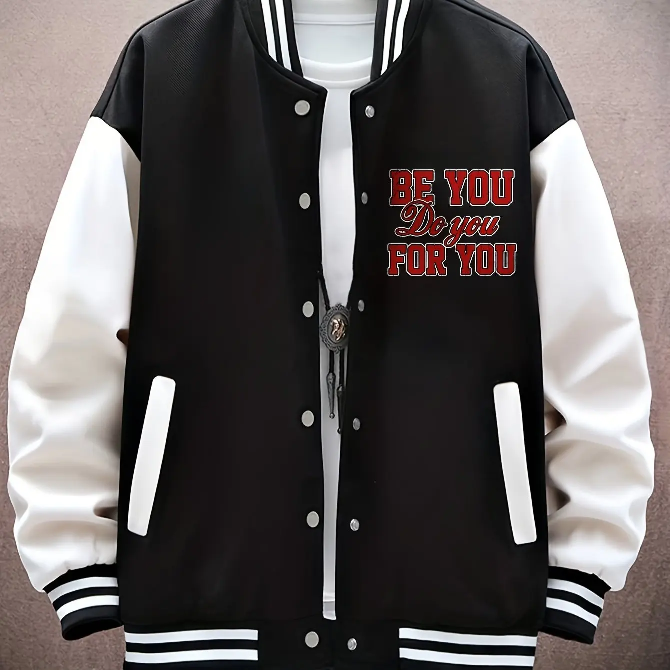 

Men's Trendy Printed Campus Jacket Casual Streetwear Comfortable and Machine Washable Baseball Collar