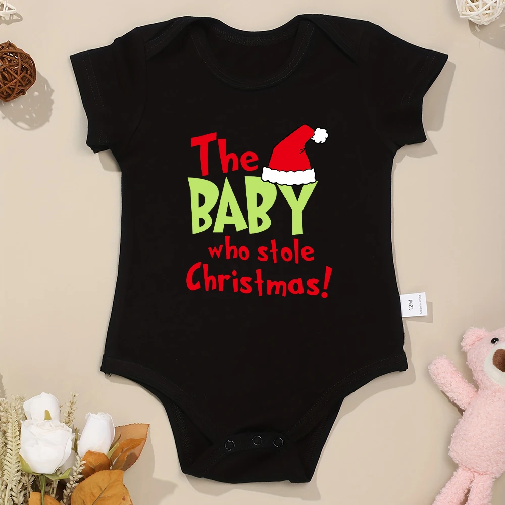 The Baby Who Stole Christmas Newborn Clothes Fun and Comfortable Short Sleeves Casual Outdoor Soft Toddler Bodysuit