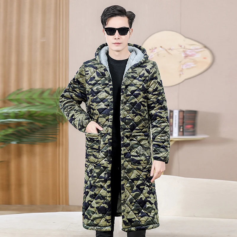 Thiened Fce الكبار الشتاء المئزر طويلة Sve ملابس العمل الدافئة معطف القطن حجم كبير الرجال النساء المتضخم مقنعين سستة إغلاق