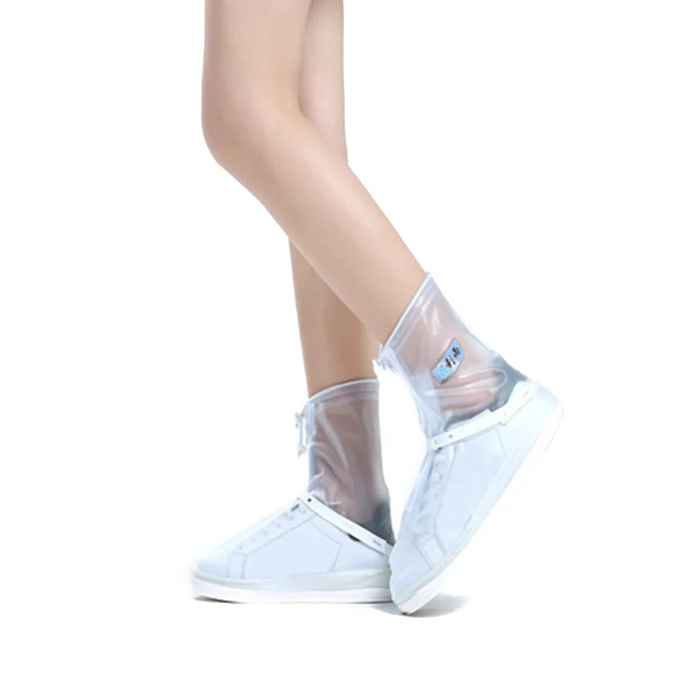 

Pair Waterproof Overshoes Zipper Closure Rainproof Boot Covers Reusable Non Slip Protective Shoe Covers Outdoor Camping Cycling