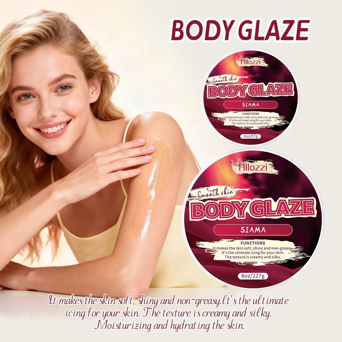 8oz 2oz Body Glaze Siamese Moisturizes, Protects, and Repairs Skin make the skin appear lighter, brighter, or more radiant