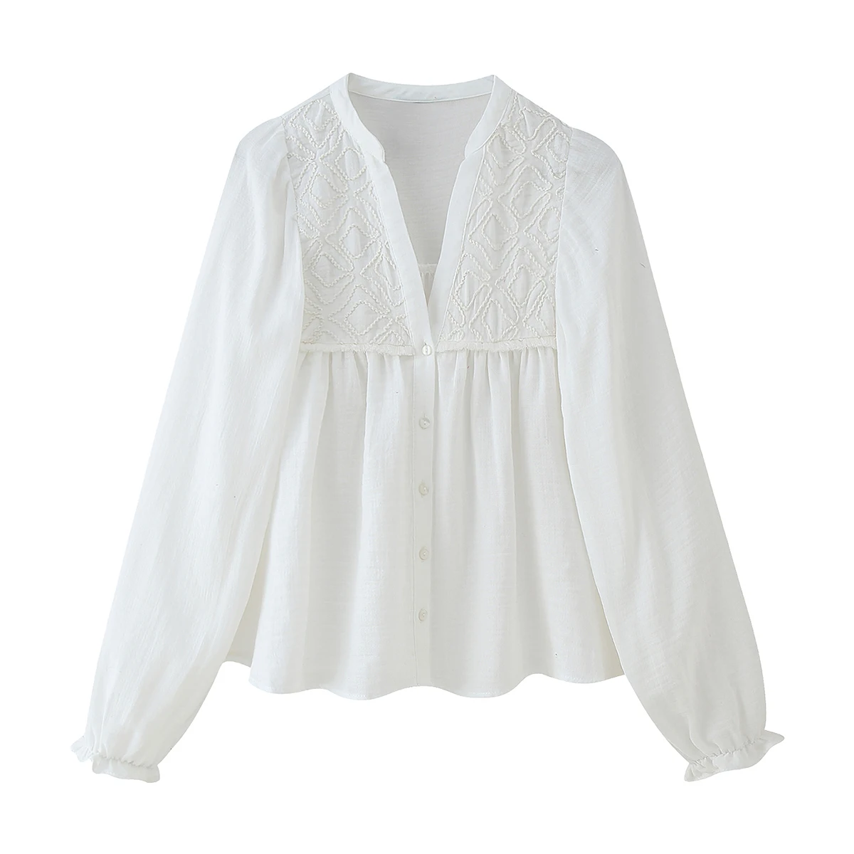 

Хлопковая блузка с вышивкой 2025 года. Элегантная, модная, новая стильная, удобная, офисная одежда, повседневная универсальная, винтажная, чувственный топ.